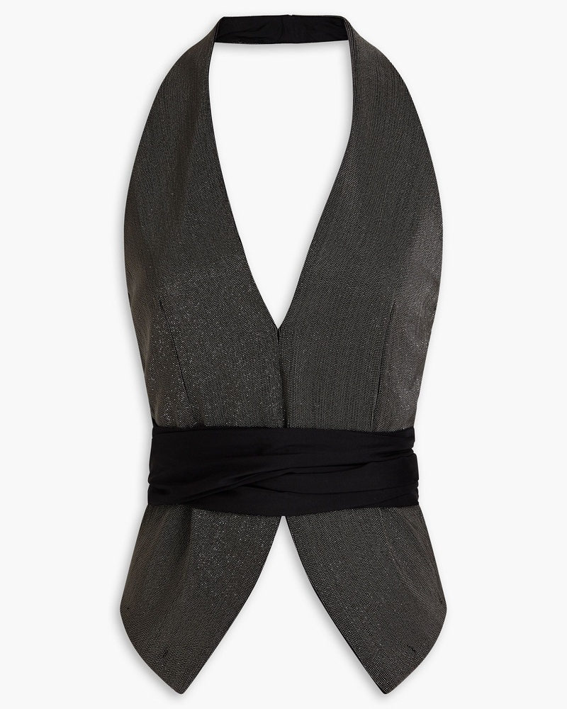 Brunello Cucinelli Damen Neckholder-Oberteil aus Stretch-Seide mit Zierperlen M