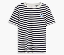 T-Shirt aus Baumwoll-Jersey mit Streifen und Stickereien