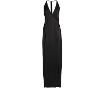 Wrap-effect Satin-crepe Gown