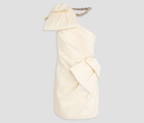 Fauve verziertes Minikleid aus Taft mit Schleife und asymmetrischer Schulterpartie 0