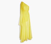 Drapiertes Maxikleid aus Seidenkrepon mit asymmetrischer Schulterpartie