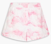 Ponisan Shorts aus Baumwollpopeline mit Batikmuster und Stickereien