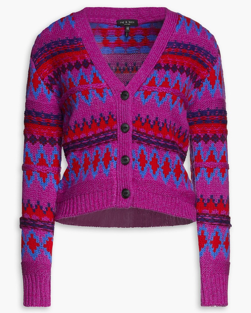 Rag & Bone Damen Willow Cardigan aus Wolle mit Fair-Isle-Muster