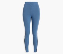 Gestreifte Leggings aus gerippter Stretch-Merinowolle