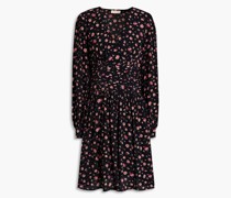 Gerafftes Minikleid aus Crêpe mit floralem Print