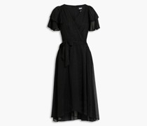 Wrap-effect glittered georgette dress
