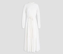 Midikleid aus einer plissierten Baumwoll-Seidenmischung