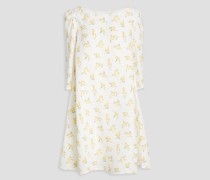 Floral-print slub woven mini dress