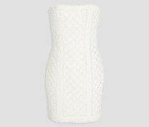 Trägerloses Minikleid aus Tweed mit Kristallverzierung