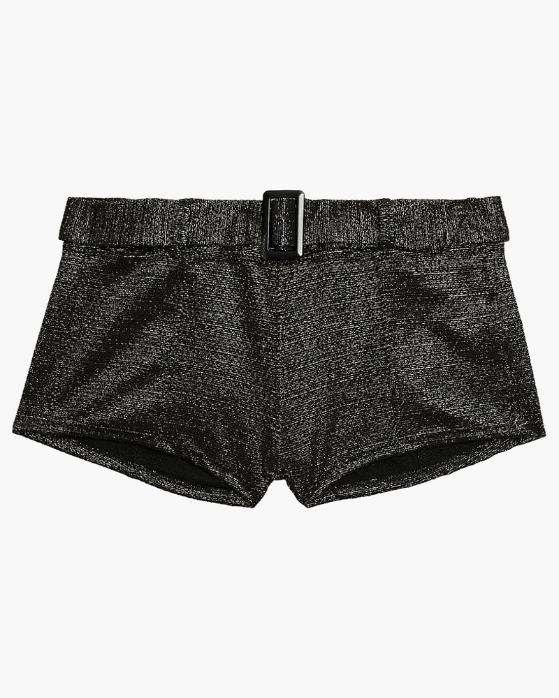 Lisa Marie Fernandez Damen Tief sitzendes Bikini-Höschen mit Metallic-Effekt und Gürtel 0