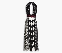 Neckholder-Midikleid aus Crêpe de Chine aus Seide mit Polka-Dots
