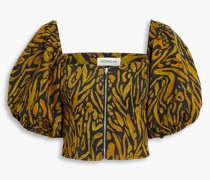 Dawn Cropped Oberteil aus Twill aus einer Baumwollmischung mit Leopardenprint