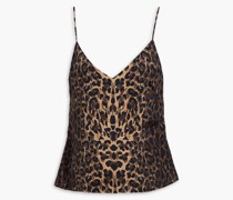 Top aus Seidensatin mit Leopardenprint