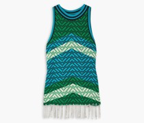 Sumi Tanktop aus Jacquard-Strick mit Kristallverzierung und Fransen