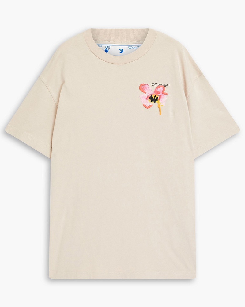 OFF-WHITE Damen T-Shirt aus Baumwoll-Jersey mit Print und Stickereien OFF-WHITE Damen T-Shirt aus Baumwoll-Jersey mit Print und Stickereien