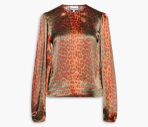 Oberteil aus Satin mit Leopardenprint