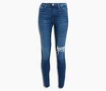 Le High Skinny hoch sitzende Skinny Jeans inDistressed-Optik 26