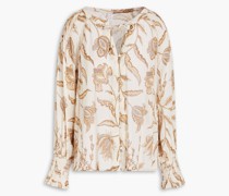 Amyris Bluse aus Gaze mit floralem Print und Biesen
