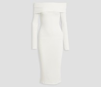Schulterfreies Midikleid aus geripptem Jersey M
