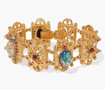 Gold-plated stone and crystal bracelet