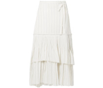 Ortensia ruffled striped cotton-voile wrap maxi skirt