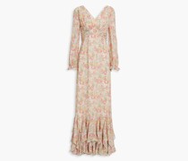 Bedrucktes Maxikleid aus Crêpe mit Raffung