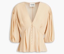 Ember Bluse aus Seidenkrepon mit Falten und Schößchen