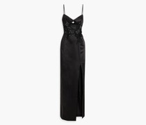 Robe aus Satin mit Cut-outs und Verzierung