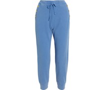Track Pants aus Baumwollfrottee inausgewaschener Optik mit Zierknöpfen S