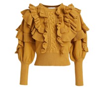 Pullover aus einer Baumwoll-Kaschmirmischung mit Rüschen