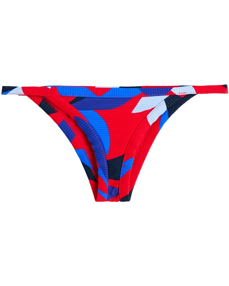 Seafolly Australia Damen Aloha tief sitzendes geripptes Bikini-Höschen mit Print Seafolly Australia Damen Aloha tief sitzendes geripptes Bikini-Höschen mit Print