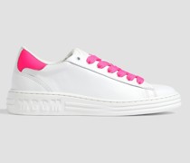 Neonfarbene, zweifarbige Sneakers aus Leder