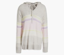 Melierter Hoodie aus Kaschmir mit Streifen