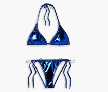 Pamela Neckholder-Triangel-Bikini-Set mit Metallic-Effekt 1