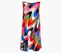 Pliierte Minikleid au einer Baumwollmichung mit Print