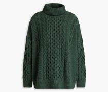 Rollkragenpullover aus Wolle mit Zopfstrickmuster