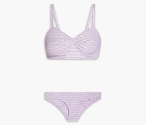 Bikini aus Stretch-Seersucker inMetallic-Optik