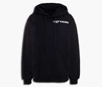 Bedruckter Hoodie au Baumwollfrottee mit tickereien