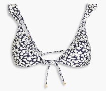 Julien Triangel-Bikini-Oberteil mit floralem Print und Rüschen L