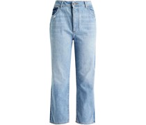 Hoch sitzende Cropped Jeans mit geradem Bein inDistressed-Optik 28