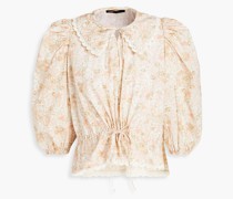 Bluse aus Baumwolle mit floralem Print und Häkelbesatz 2
