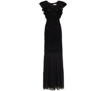 Robe aus Chiffon und Lametta mit Pailletten