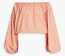 Andros schulterfreies Oberteil aus Popeline aus einer Baumwollmischung mit Polka-Dots