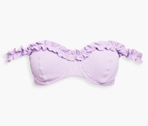 Solid Belle Bikini-Oberteil aus Stretch-Seersucker mit Rüschenbesatz