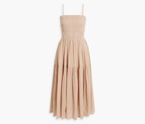 Gestuftes Midikleid aus Baumwollgaze mit Raffung S