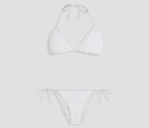Crocheted cotton-blend triangle bikini