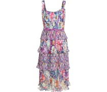 Gestuftes Midikleid aus Chiffon mit floralem Print