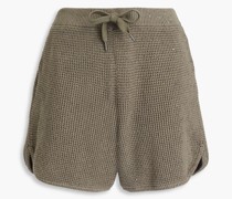 Shorts aus einer Baumwollmischung inWaffelstrick mit Pailletten