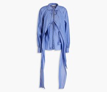 Drapierte Bluse aus Baumwollmusselin mit Streifen