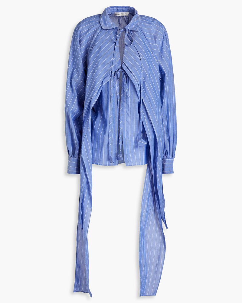 palmer//harding Damen Drapierte Bluse aus Baumwollmusselin mit Streifen